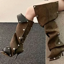 High Heel Denim Boots für Damen – Stylische lange Jeansschuhe