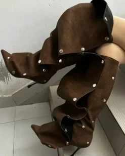 High Heel Denim Boots für Damen – Stylische lange Jeansschuhe