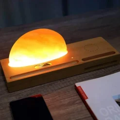 Himalaya-Salzlampe mit kabellosem Ladegerät – LED-Nachtlicht