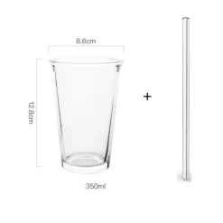 Hitzebeständige Kaffeetasse aus Glas – 350 ml, transparente Teetasse, Hochzeitsgeschenk