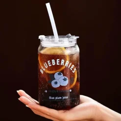 Hitzebeständige Milchteetassen aus Glas mit Strohhalm - Klare Wassergläser