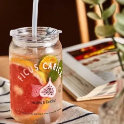 Hitzebeständige Milchteetassen aus Glas mit Strohhalm - Klare Wassergläser