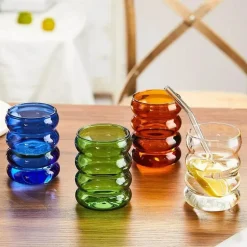 Hitzebeständiger Becher aus geriffeltem Glas – 250 ml Tasse für Tee, Kaffee und Saft