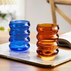 Hitzebeständiger Becher aus geriffeltem Glas – 250 ml Tasse für Tee, Kaffee und Saft