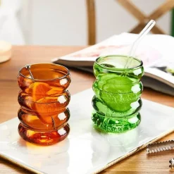 Hitzebeständiger Becher aus geriffeltem Glas – 250 ml Tasse für Tee, Kaffee und Saft