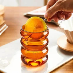 Hitzebeständiger Becher aus geriffeltem Glas – 250 ml Tasse für Tee, Kaffee und Saft