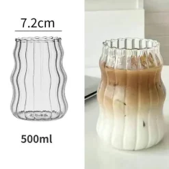 Hitzebeständiger Glasbecher mit Streifenmuster – Stilvolles Trinkgeschirr für Zuhause