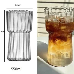Hitzebeständiger Glasbecher mit Streifenmuster – Stilvolles Trinkgeschirr für Zuhause