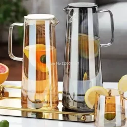 Hitzebeständiger Glaskrug - Großer Tee- und Saftkrug mit Henkel