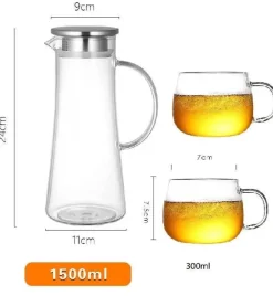 Hitzebeständiger Glaskrug mit Deckel – vielseitige Karaffe für heiße oder kalte Getränke