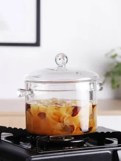 Hitzebeständiger Suppentopf aus transparentem Glas