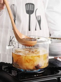 Hitzebeständiger Suppentopf aus transparentem Glas