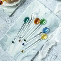 Hitzebeständiges Glaslöffel-Set – Kaffee-Dessert-Teelöffel