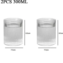 Hitzebeständiges Wasserbecher-Set aus gestreiftem Glas – transparentes Trinkgeschirr für Saft und Wein