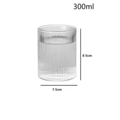 Hitzebeständiges Wasserbecher-Set aus gestreiftem Glas – transparentes Trinkgeschirr für Saft und Wein