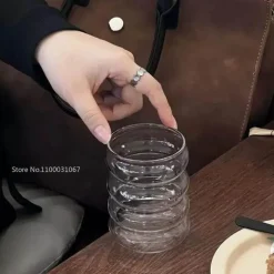 Hitzebeständiges Wellenglas-Tassenset – perfekt für Tee, Kaffee, Saft und Milch