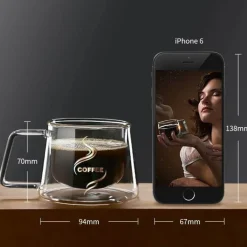 Hochtemperatur-Doppelwand-Kaffeetasse - Isolierter Glasbecher