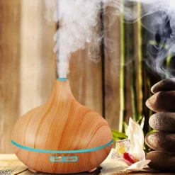 Holz-Aroma-Diffusor - Luftbefeuchterlampe für ätherische Öle