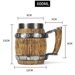 Holzbecher im Wikinger-Stil – Rustikales nordisches 3D-Trinkgeschirr