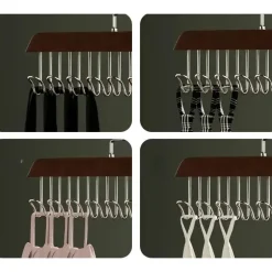 Holzbügel mit 8 Haken – Freistehender Organizer für Unterwäsche