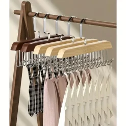 Holzbügel mit 8 Haken – Freistehender Organizer für Unterwäsche