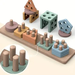 Holzspielzeug zum Sortieren und Stapeln, Lernpuzzle für Formen und Farben