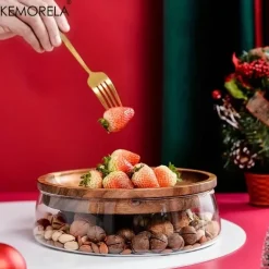 Holztablett-Set mit doppelschichtigen Glasbehältern – stilvolle Süßigkeitenaufbewahrung