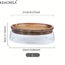 Holztablett-Set mit doppelschichtigen Glasbehältern – stilvolle Süßigkeitenaufbewahrung
