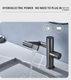 Hydroelektrischer Wasserfallhahn – Modernes rotierendes Design