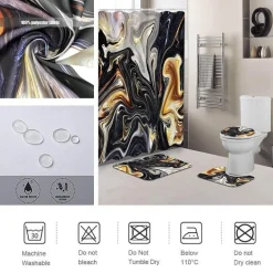 Ibiza Duschvorhang-Set – Schwarzes tropisches Dekor