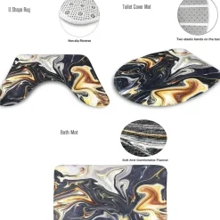 Ibiza Duschvorhang-Set – Schwarzes tropisches Dekor
