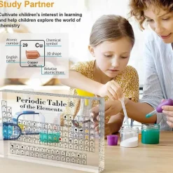 Im Dunkeln leuchtendes Nachtlicht mit Periodensystem – Wissenschaftsdekor für Kinder