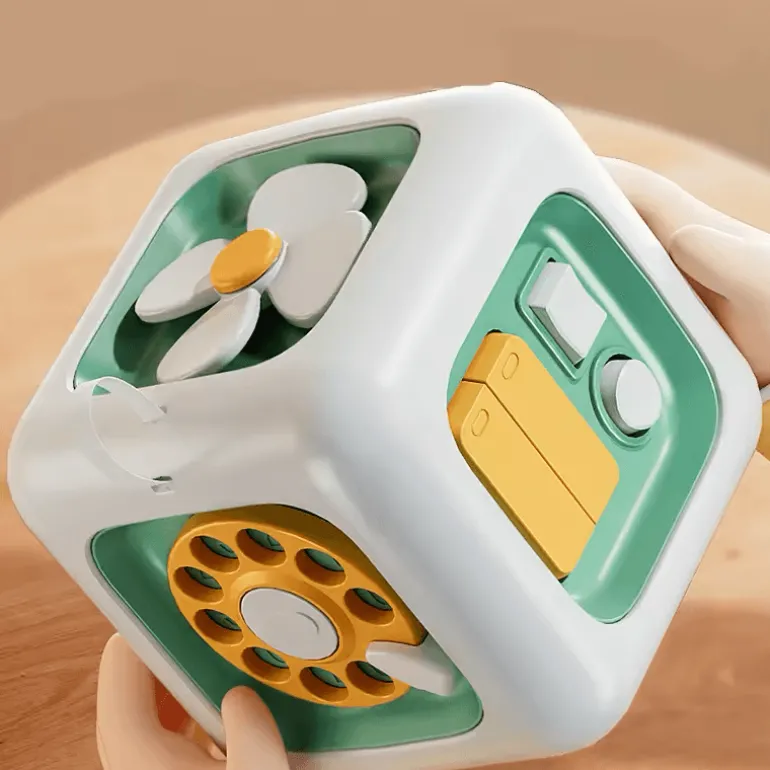 6-in-1 Montessori Busy Cube – Pädagogisches Sensorikspielzeug für Kleinkinder