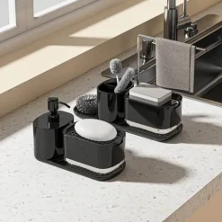 3-in-1 Soap Dispenser Set - Multi-Purpose Bathroom Organizer