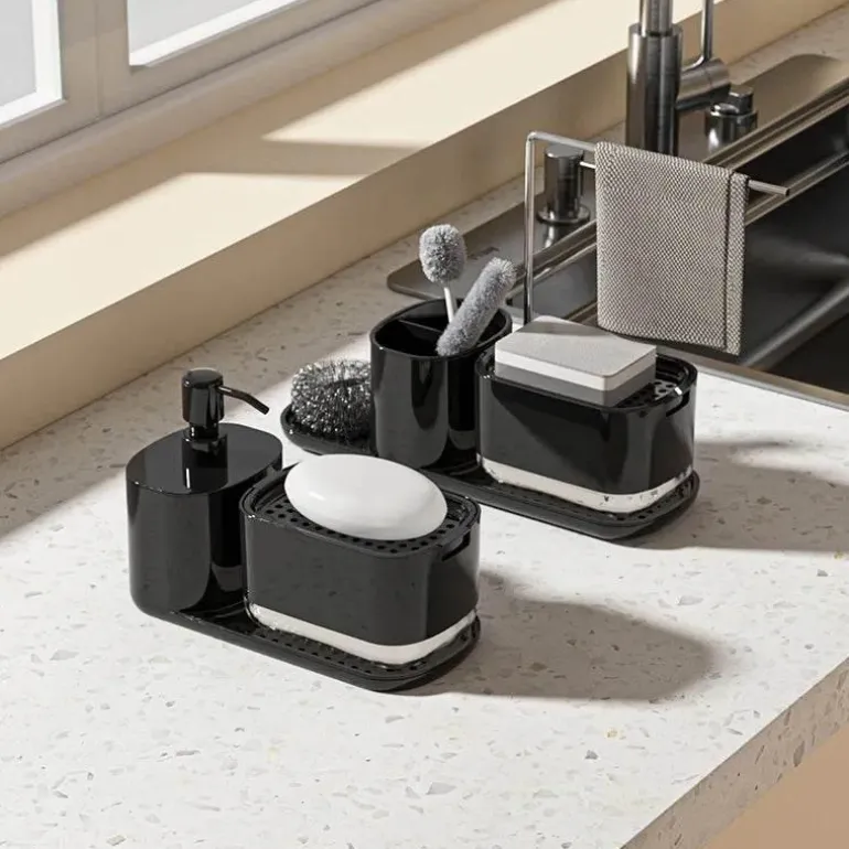 3-in-1 Soap Dispenser Set - Multi-Purpose Bathroom Organizer