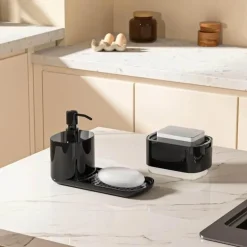 3-in-1 Soap Dispenser Set - Multi-Purpose Bathroom Organizer