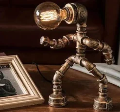 Industrial Robot Table Lamp - Iron Pipe Human Design