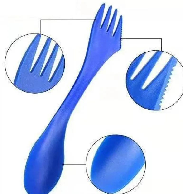 3-in-1-Göffel-Set für Kinder – Besteck für Camping, Wandern und Picknick
