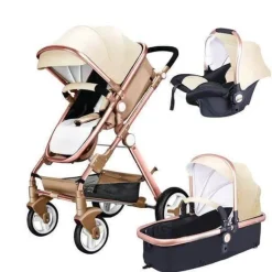 3-in-1-Kinderwagen im europäischen Stil mit Korbwagen
