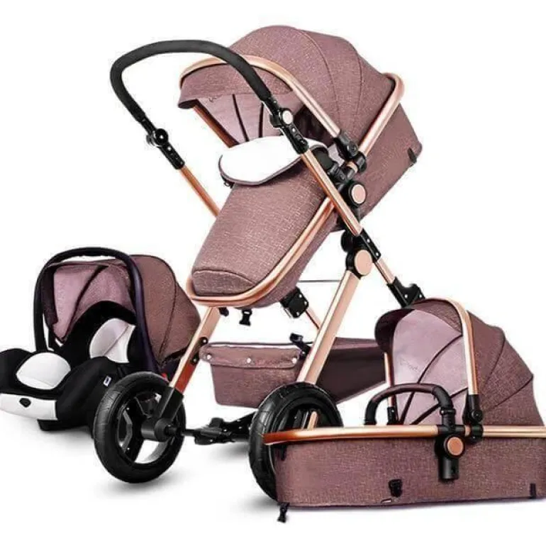 3-in-1-Kinderwagen im europäischen Stil mit Korbwagen