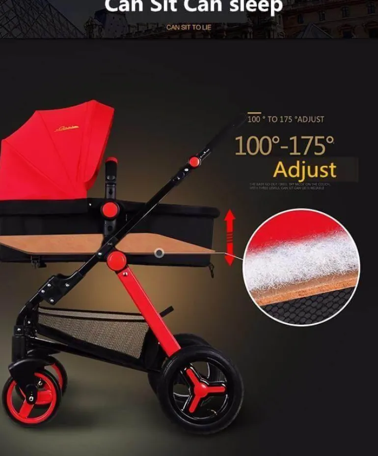 3-in-1-Kinderwagen im europäischen Stil mit Korbwagen