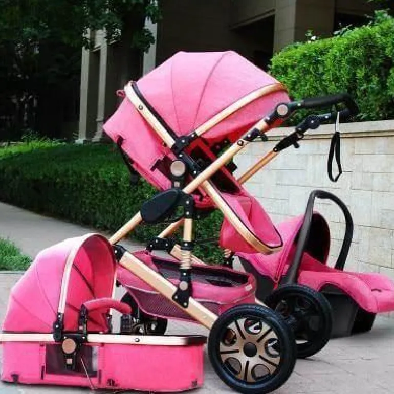 3-in-1-Kinderwagen im europäischen Stil mit Korbwagen