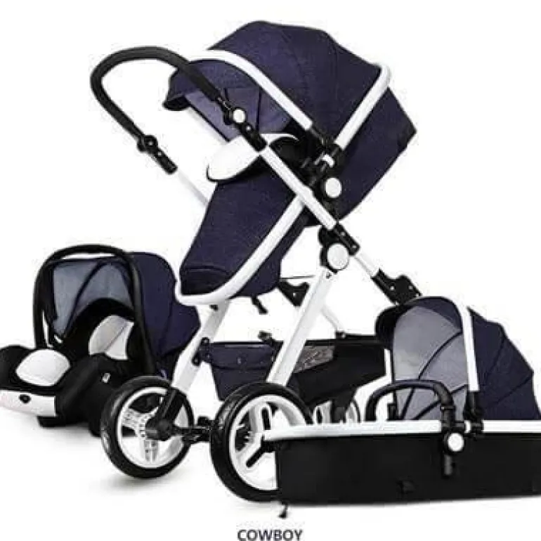 3-in-1-Kinderwagen im europäischen Stil mit Korbwagen