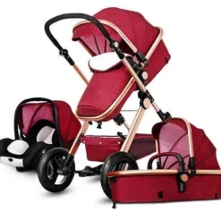 3-in-1-Kinderwagen im europäischen Stil mit Korbwagen