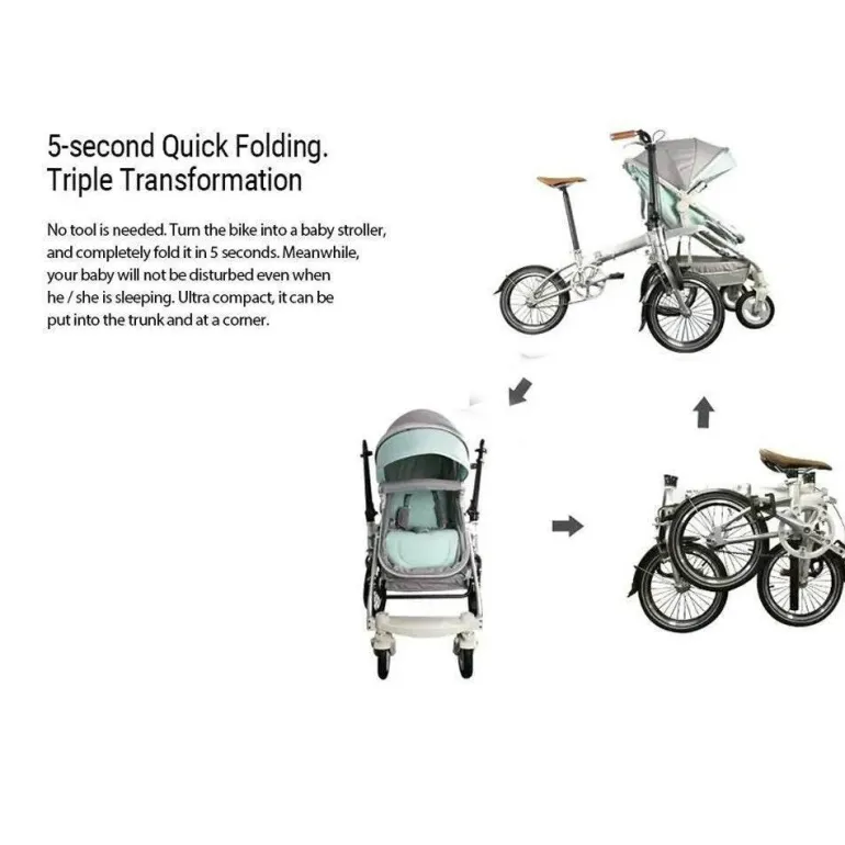 2-in-1-Kinderwagenfahrrad - Umbaubares Lastenfahrrad