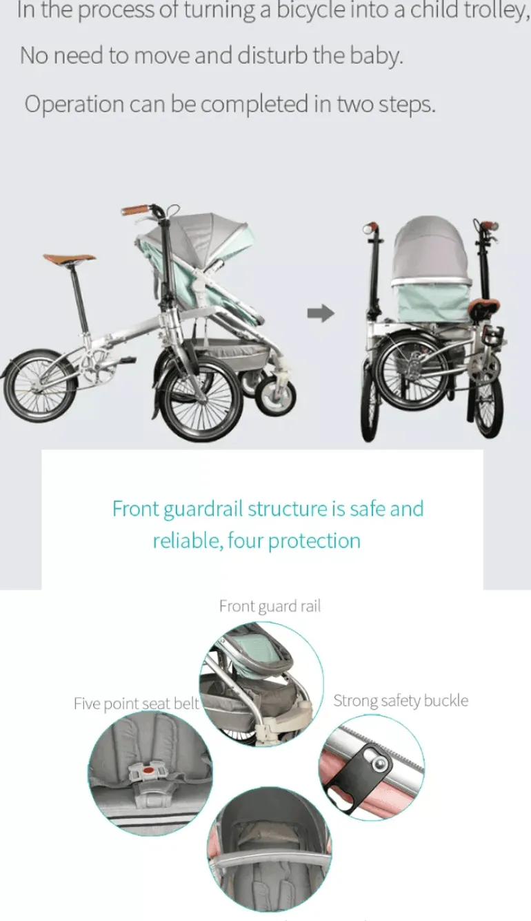 2-in-1-Kinderwagenfahrrad - Umbaubares Lastenfahrrad