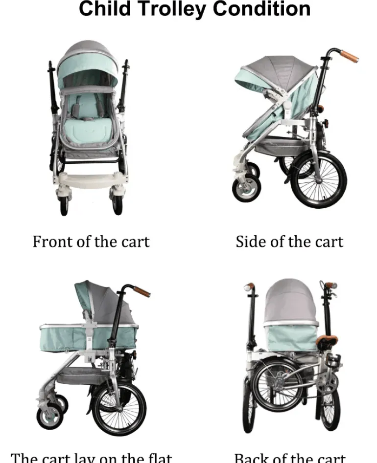 2-in-1-Kinderwagenfahrrad - Umbaubares Lastenfahrrad