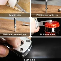 6-in-1-Multitool-Schlüsselanhänger aus Edelstahl – Adventure Essential