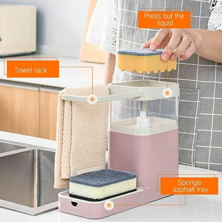 3-in-1-Seifenhalter-Abtropffläche – Multifunktionaler Küchen-Aufbewahrungs-Organizer