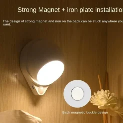 Intelligentes Nachtlicht – 360° drehbare, wiederaufladbare Lampe mit Körpersensor